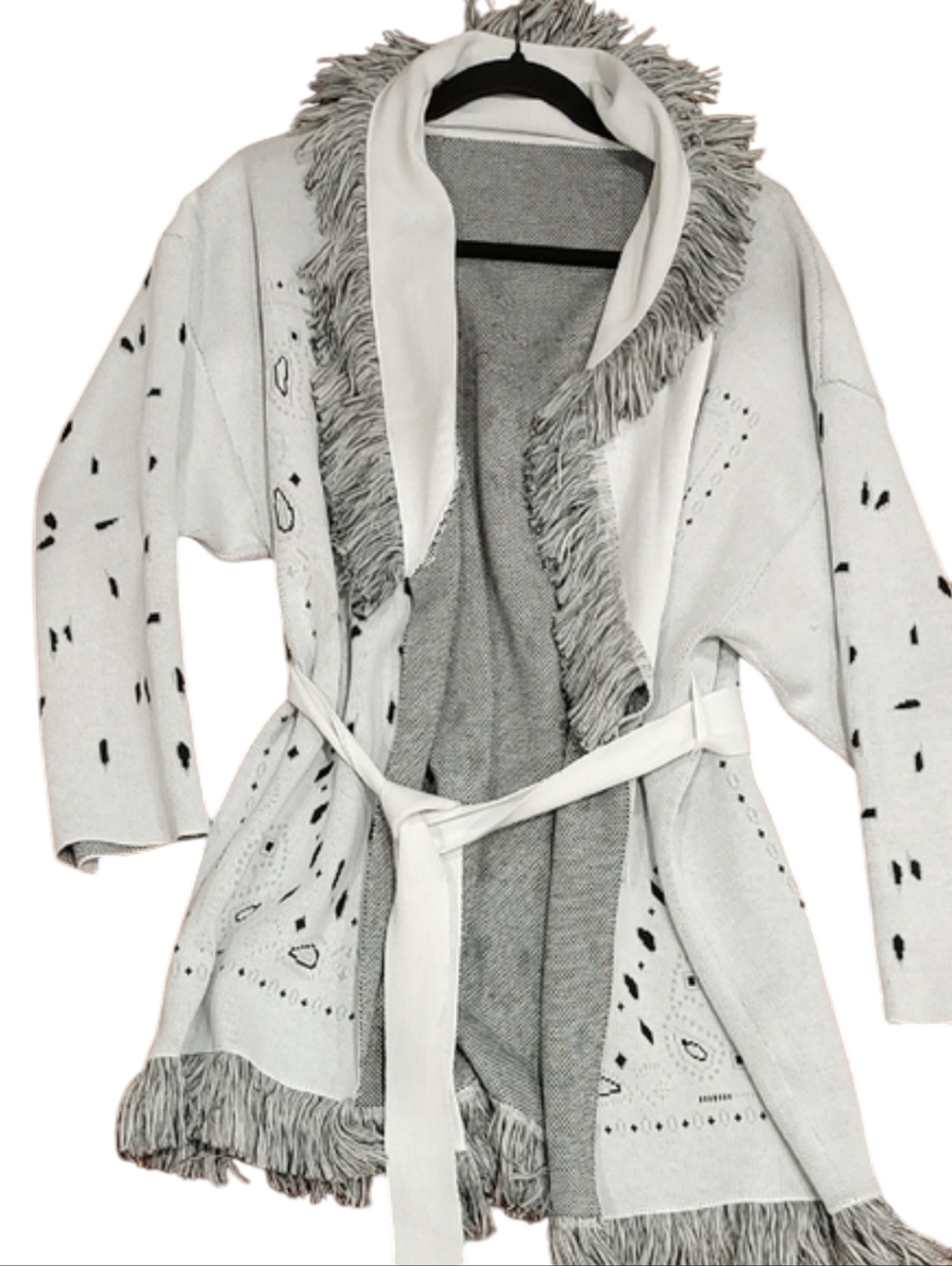 Elegant Gray and White Women's Cardigan